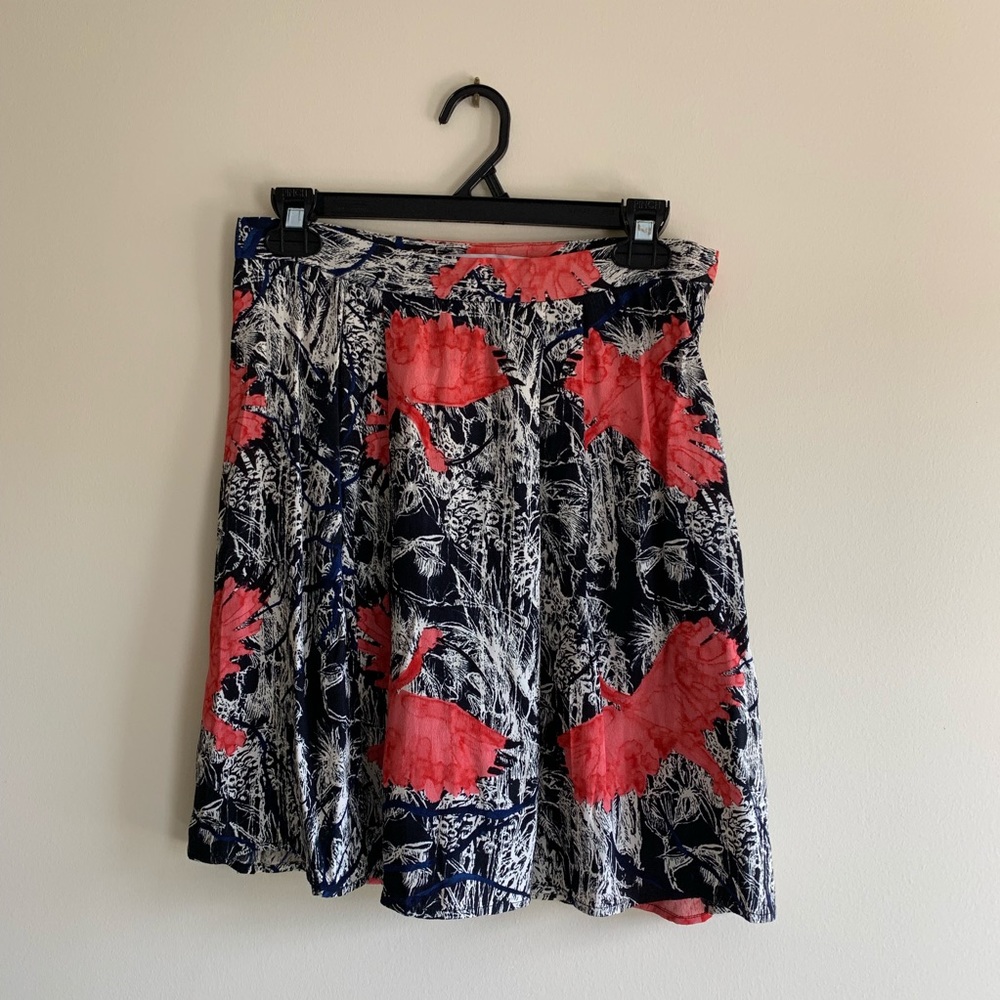 And other stories bird abstract silk skirt sz 8